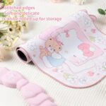 Kuitmor Kawaii Anime Mouse Pad Wrist Rest Support Set - Non-Slip Desk Mat and Memory Foam Bowknot Wrist Rest for Keyboard and Mouse,Perfect for Gaming or Home Office Work - Flower Dream (Pink) - Image 4