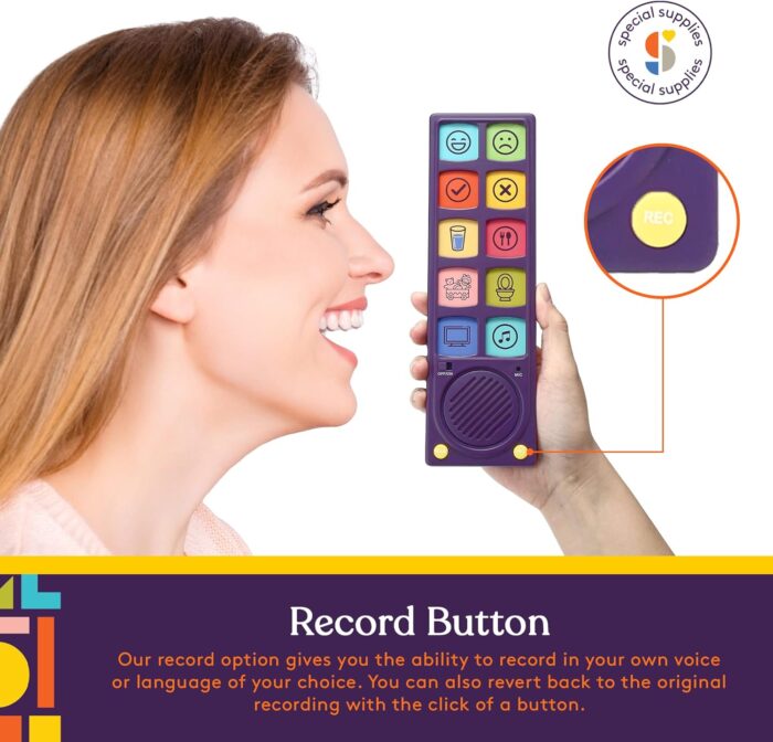 Special Supplies AAC Communication Device Speech Therapy,Talker Buddy Communication Device For Non Verbal Kids & Adults,Autism Talking Aids For Home,School Kids Communication Device W/Recording Option - Image 4