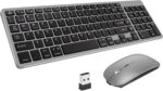 Wireless Keyboard and Mouse Combo-Bluetooth & 2.4G Connection,Silent and Ultra-thin Design,Stylish Metallic Look,Compatible Android/iOS/Windows,Keyboard and Mouse Set for Office Home (36.6X11.9)