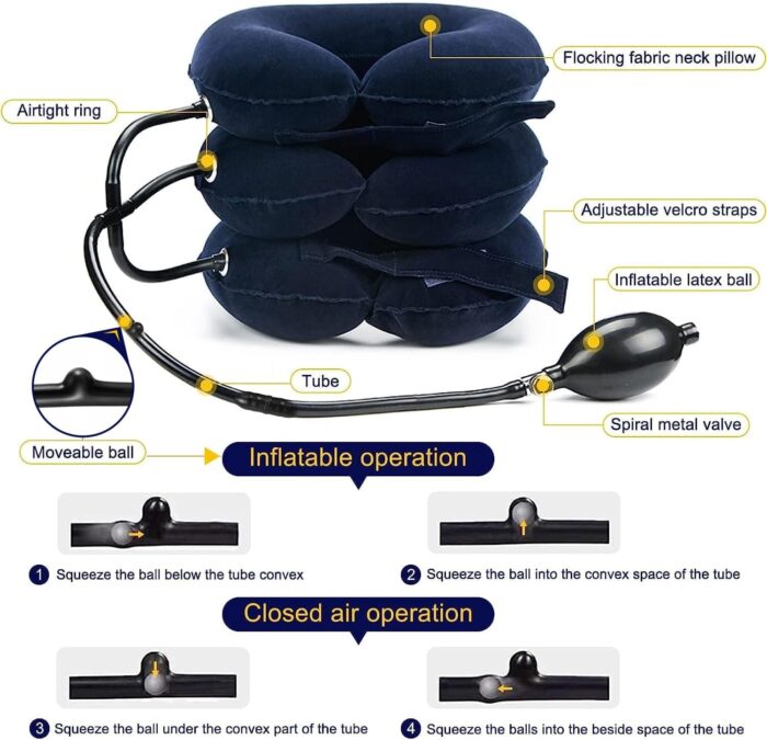 Neck Stretcher, Cervical Traction Device, Adjustable Inflatable Neck Traction Device for Neck Pain Relief, Neck Decompression Home Use - Image 2