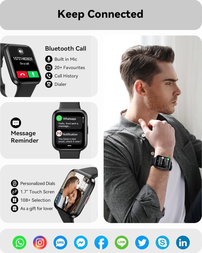 ENOMIR Smart Watch for Men Women(Answer/Make Call), Alexa Built-in,Fitness with Heart Rate SpO2 Sleep Monitor 100 Sports 5ATM Waterproof Activity Trackers and Smartwatches iOS&Android Phones - Image 2