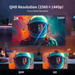 KTC 24 Inch QHD 100Hz Computer Monitor IPS 2K, 1300:1 Contrast, Anti-Blue Light Screen, 122% sRGB, Support FreeSync and GSync, HDMI2.0/DP/Earphone for Gaming and Office Working H24T27 - Image 2