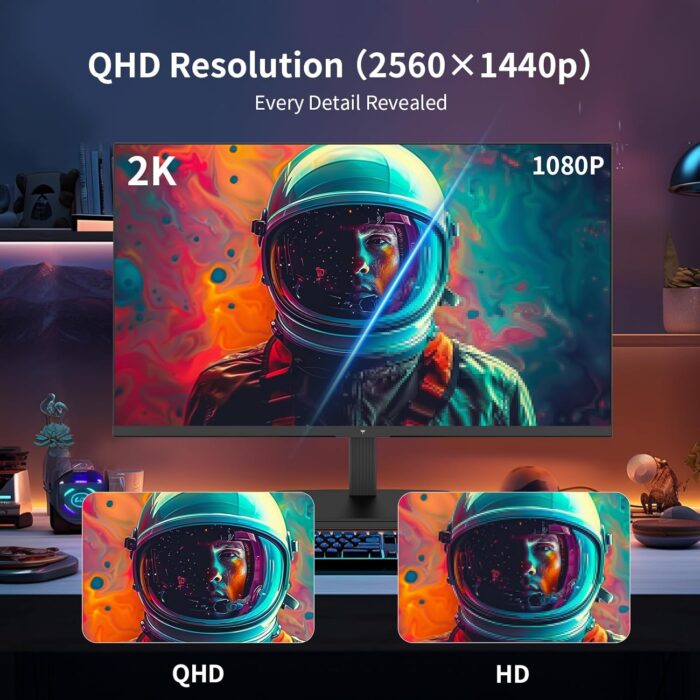 KTC 24 Inch QHD 100Hz Computer Monitor IPS 2K, 1300:1 Contrast, Anti-Blue Light Screen, 122% sRGB, Support FreeSync and GSync, HDMI2.0/DP/Earphone for Gaming and Office Working H24T27 - Image 2