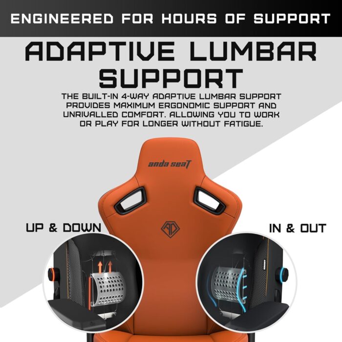 Anda Seat Kaiser-3 Large -Premium Ergonomic Gaming/Office Chair with Magnetic Memory Foam Neck Pillow Support-PVC leather Orange -AD12YDC-L-01-O-PVC - Image 7