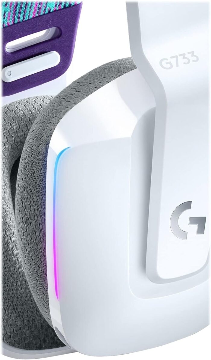 Logitech G733 LIGHTSPEED Wireless Gaming Headset with suspension headband, LIGHTSYNC RGB, Blue VO!CE mic technology and PRO-G audio drivers - White - Image 7
