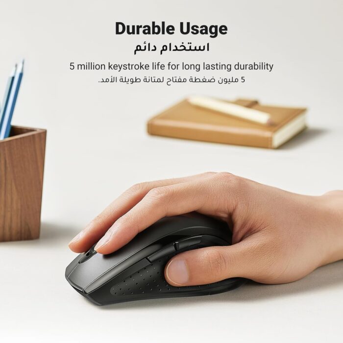 UGREEN Wireless Mouse Ergonomic, 2.4GHz Cordless Computer Mouse with 3-Level DPI (800/1200/1600), USB Silent Mice 6 Buttons for PC, Laptop, MacBook Pro/Air, Chromebook, Notebook, Full Size Black - Image 9
