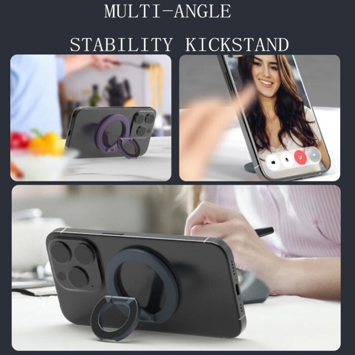 TONGLUO مسكة جوال باصبع, [Compatible with Mag-safe Ring], 360 Rotatable [2025 Upgrade] Dual-Sided Strong Magnet Phone Grip Stand for Secure Hands-Free Viewing, For iPhone 16/15/14/13/12 Pro Max/Plus - Image 4