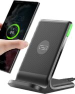 INIU Wireless Charger Stand, 15W Qi Certified Fast Wireless Charging Station with Sleep-Friendly Adaptive Light for iPhone 16 15 14 13 Pro XS 8 Plus Samsung Galaxy S25 S24 S23 Note 20 Google etc.