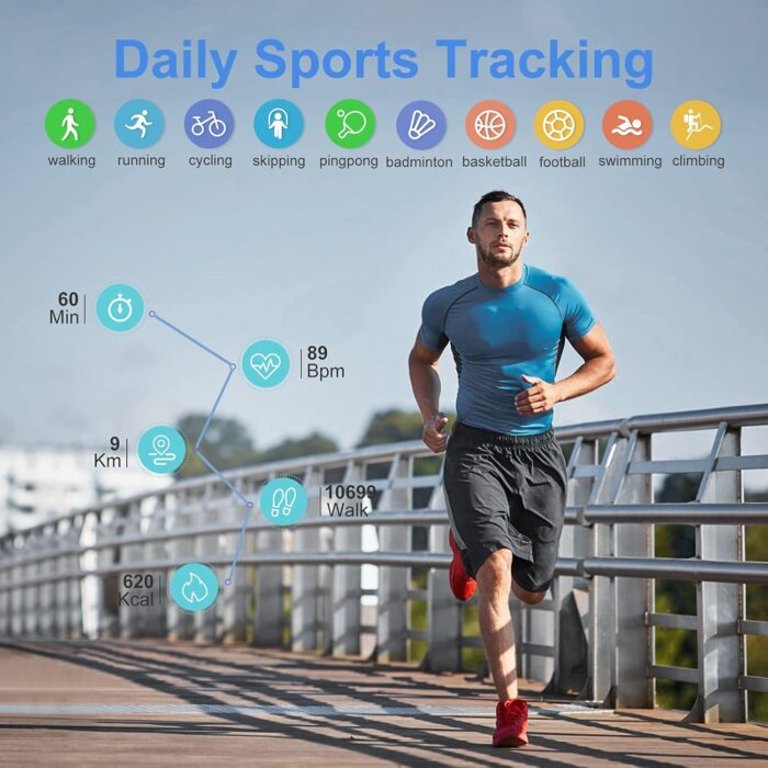 LIGE Smart Watch for Men, Bluetooth Calls Voice Chat Fitness Tracker with Blood Pressure Heart Rate Sleep Monitor,1.3" Full Touch Screen Activity Trackers IP67 Waterproof Pedometer for iOS Android - Image 6