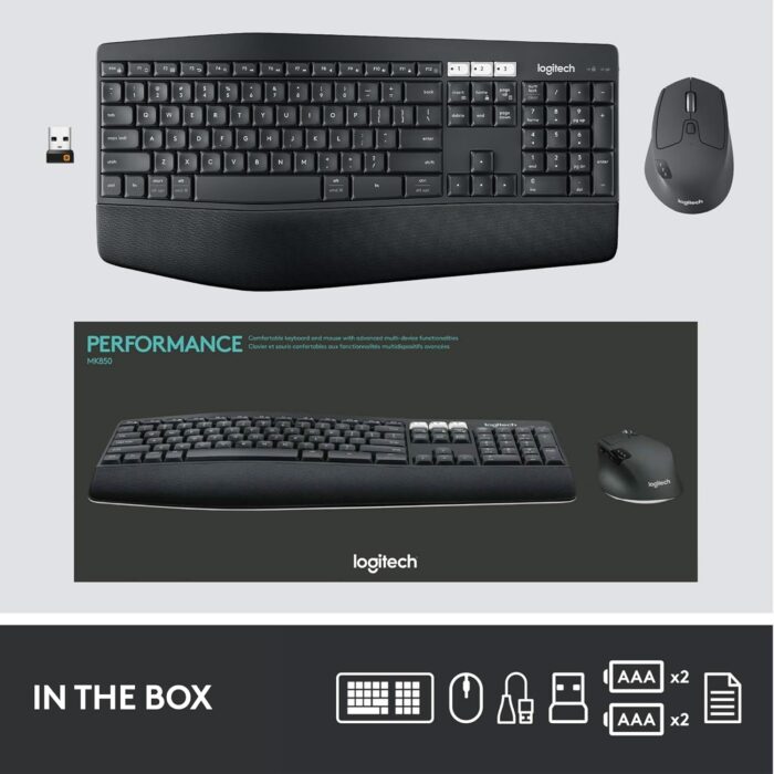 Logitech MK850 Performance Wireless Keyboard and Mouse Combo Black - Image 8