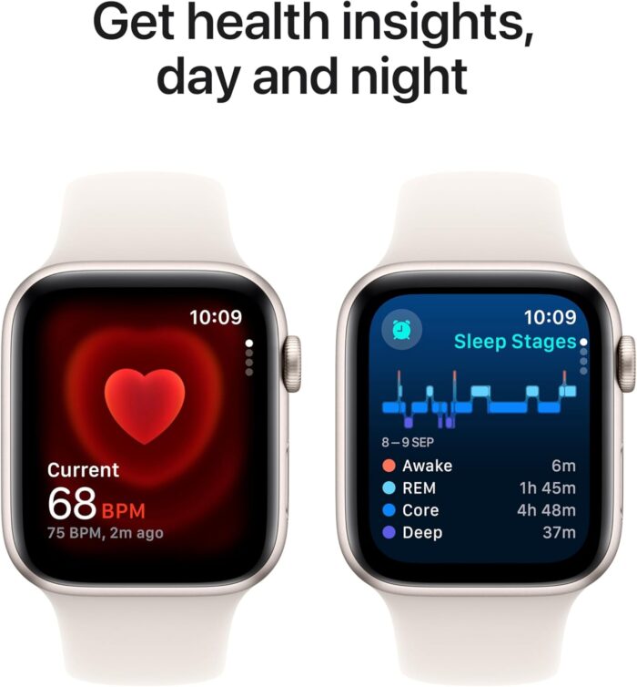 Apple Watch SE (2nd Gen) GPS + Cellular 44mm Smartwatch with Starlight Aluminium Case with Starlight Sport Band - M/L. Fitness and Sleep Trackers, Crash Detection, Heart Rate Monitor, Retina Display - Image 5