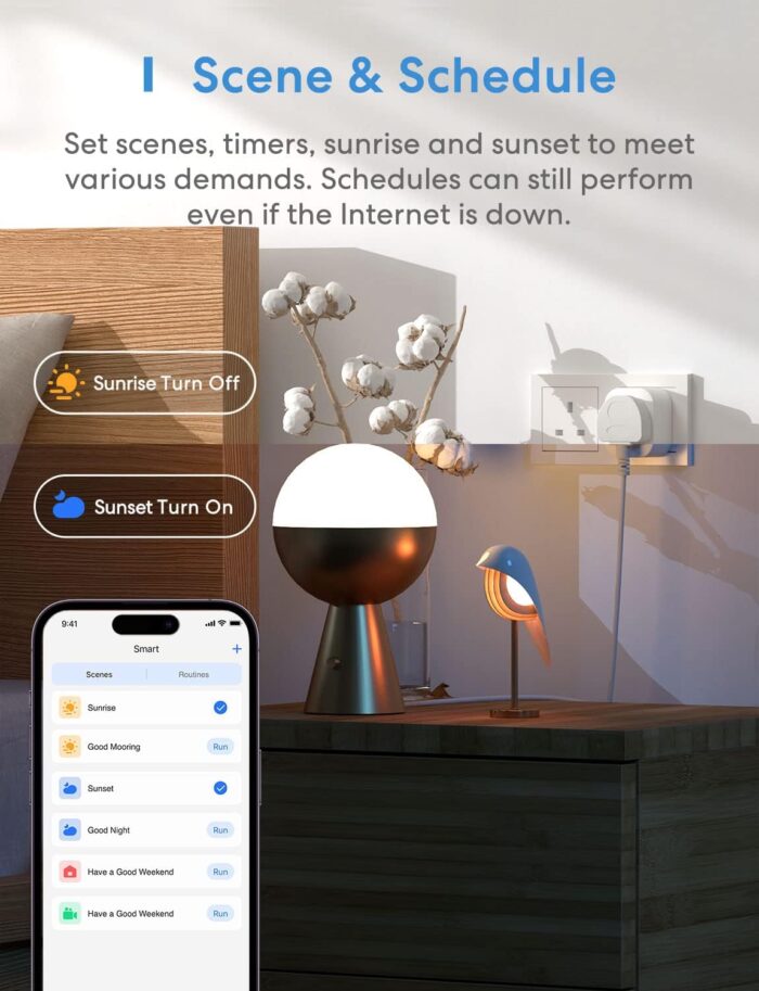 meross Smart Plug Mini - meross 13A WiFi Plugs, Voice/Remote Control with Timer, Works with Alexa, Google Home, Compatible with SmartThings Wireless Remote Control Timer Plug No Hub Required (4 Pack) - Image 6