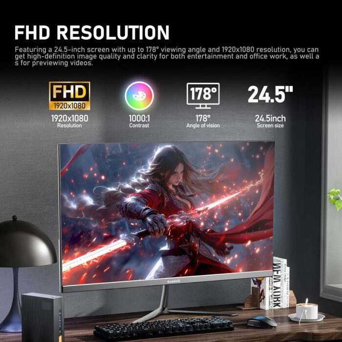 Gawfolk 24.5 Inch Monitor 200Hz Gaming Monitor IPS FHD Computer Display Screen 1080P(1920 * 1080) FreeSync 99% sRGB 1ms(GTG) Suitable for gaming, home office - Image 5