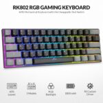 Rii [Arabic layout]RK802 Wireless Gaming keyboard, 3 Modes(Bluetooth/2.4G/Wired), 60% Rechargeable RGB Backlit Gaming Keyboard Red Switch for PC Windows Laptop(Black) - Image 2