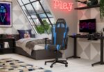 DXRacer (the Original) Prince P132 Gaming Chair, Faux leather, Black-Blue, Up to 185 cm - Image 2