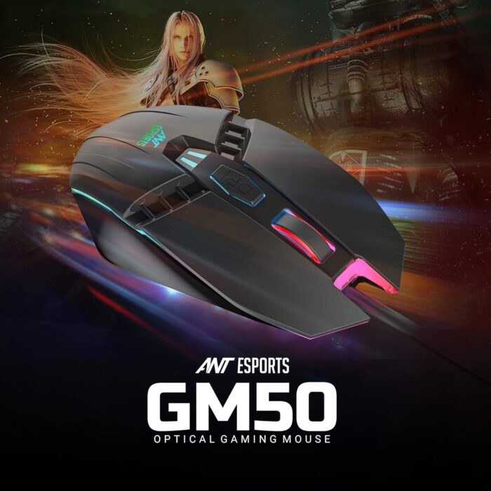 Ant Esports GM50 Optical Wired Gaming Mouse | Slimmer Shell Design for Claw Grips | Contoured Shape | Premium Build Quality | Multi-Zone RGB Lighting - Image 7