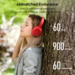 TOZO HT2 Hybrid Active Noise Cancelling Headphones, Wireless Over Ear Bluetooth Headphones, 60H Playtime, Hi-Res Audio Custom EQ via App Deep Bass Comfort Fit Ear Cups, for Home Office Travel Red - Image 5
