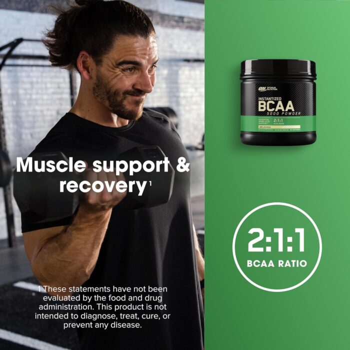 Optimum Nutrition (ON) Instantized BCAA Powder, Unflavored, Keto Friendly Branched Chain Essential Amino Acids Powder, 345 Grams, 60 Servings - Image 3