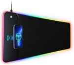 HYRAINBOW Gaming Mouse Pad with Wireless Charging, Large Mouse Pad with LED Light, Keyboard Pad with Non-Slip Rubber Base,Waterproof Desk Pad for Home Office Décor