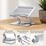 UGREEN iPad Stand 360° Rotation Stable Dual Rod Adjustable Tablet Stand for Desk Tablet Holder Mobile Phone Holder Compatible with iPad Pro/Air Galaxy Tab/iPhone 16, S25 Ultra, All 4-13'' Devices - Image 2