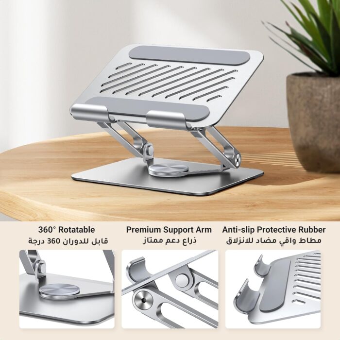 UGREEN iPad Stand 360° Rotation Stable Dual Rod Adjustable Tablet Stand for Desk Tablet Holder Mobile Phone Holder Compatible with iPad Pro/Air Galaxy Tab/iPhone 16, S25 Ultra, All 4-13'' Devices - Image 2