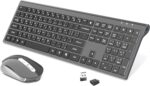 CREATMOR Wireless Keyboard Mouse Combo, Stylish Slim Rechargeable Keyboard and Mice 2.4G 109 Keys Full-Size Quiet Rechargeable Keyboard Mouse Set for Windows Computer Laptop BLACK