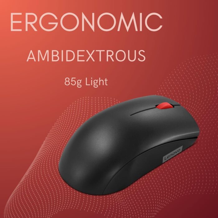 Lenovo 150 wireless mouse | 2.4G via USB-A Dongle | LED Optical Sensor | 1000 DPI | Black - [GY51L52638] - Image 3