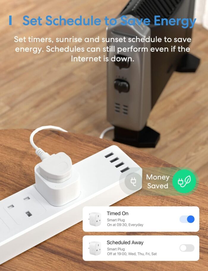 meross Smart Plug Mini - meross 13A WiFi Plugs, Voice/Remote Control with Timer, Works with Alexa, Google Home, Compatible with SmartThings Wireless Remote Control Timer Plug No Hub Required (4 Pack) - Image 3