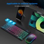 Ultra-slim Bluetooth Keyboard and Mouse Combo for iPad, Rechargeable Wireless Keyboard & Mouse with 7-Color Backlit, Compatible with iPad 9th/8th Gen, iPad Pro/Air/Mini, iPhone14/13/12 Pro (Black) - Image 5
