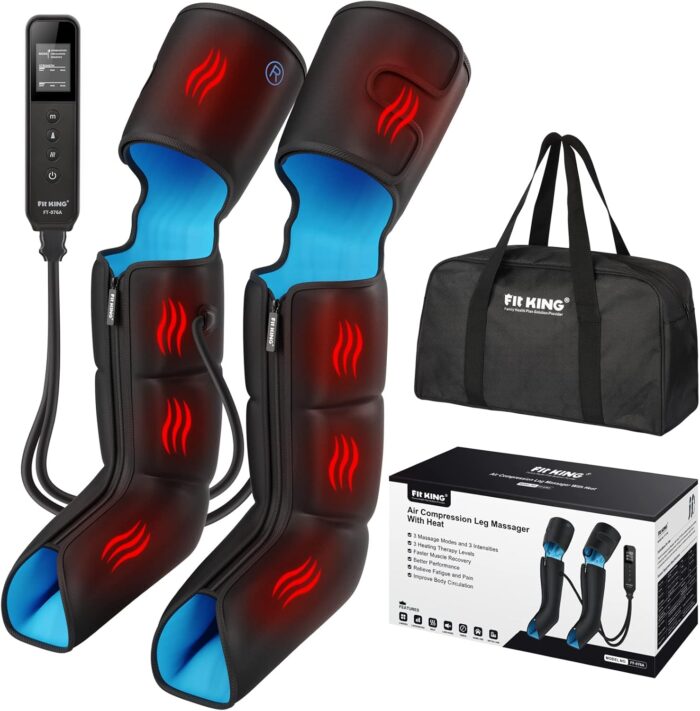 FIT KING Leg Massager with Heat for Circulation Upgraded Full Leg and Foot Compression Boots Massager for Foot Calf and Thigh Massage