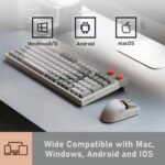 LOFREE Touch PBT Wireless Mouse with USB Receiver, Bluetooth, Wired Connection, Rechargeable, 4000 DPI with OLED Screen Compatible with Glass Surface for Mac Windows PC Notebook/Block Retro Light Gray - Image 6