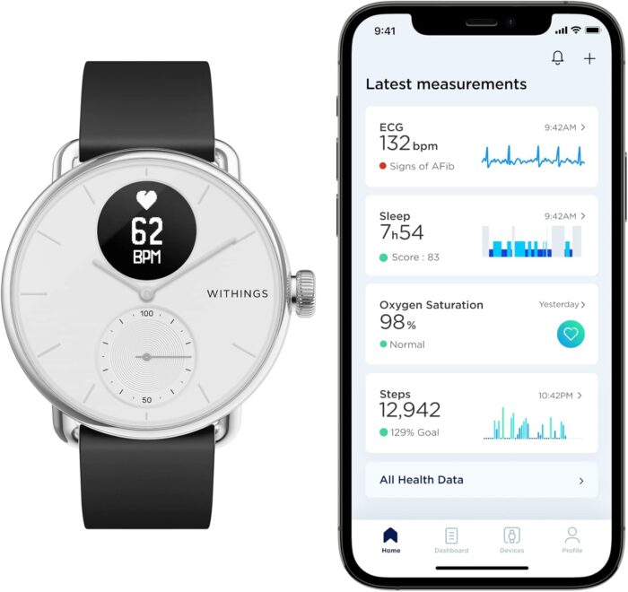 Withings ScanWatch 2 - Hybrid Smart Watch, Heart Rate Monitoring, Fitness Tracker, Cycle Tracker, Sleep Monitoring, GPS Tracker, 30-Day Battery Life, Android & Apple Compatible, HSA/FSA - Image 8