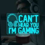NALACAL Can't Hear You I'm Gaming Night Light, Headset Graphic Video Games Gamer Gift Funny 3D Illusion Lamp 16 Colors Changing Touch & Remote Control for Men Gamers Teenagers and Kids - Image 3