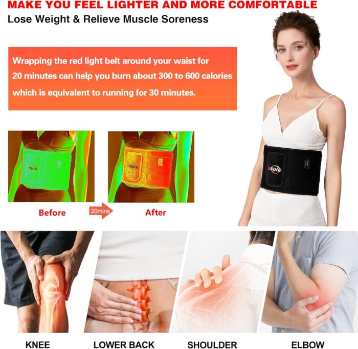 USUIE Red Light Therapy Belt, Infrared Light Therapy Wrap Red Light Therapy Device for Body with Timer for Back Shoulder Waist Muscle Pain Relief for Women Men - Image 3