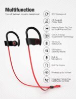 Otium Bluetooth Headphones, Best Wireless Earbuds IPX7 Waterproof Sports Earphones w/Mic HD Stereo Sweatproof in-Ear Earbuds Gym Running Workout 8 Hour Battery Noise Cancelling Headsets - Image 2