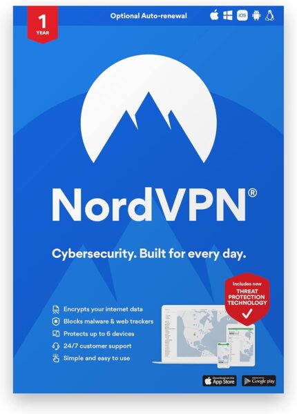 NordVPN Internet Privacy & Security Software | 1-Year VPN Subscription | 6 Devices | Mac / PC / iOS / Android / Linux | [ Online Code ]