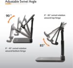 Technomounts Foldable Cell Phone Stand for Desk, Portable Mobile Phone Holder for 3.5" - 7.9" (Black) - Image 2