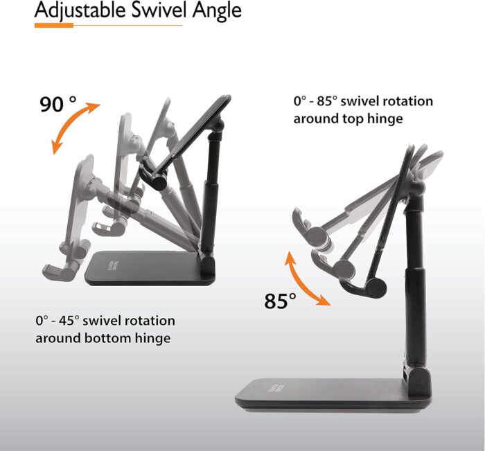 Technomounts Foldable Cell Phone Stand for Desk, Portable Mobile Phone Holder for 3.5" - 7.9" (Black) - Image 2