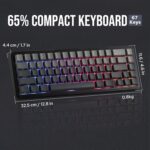EPOMAKER x Aula F65 65% Wireless Mechanical Keyboard, Hot Swappable Gasket Custom Gaming Keyboard with Five-Layer Padding, RGB Backlit, Bluetooth/2.4GHz/USB-C (Black, Graywood V3 Switch) - Image 7