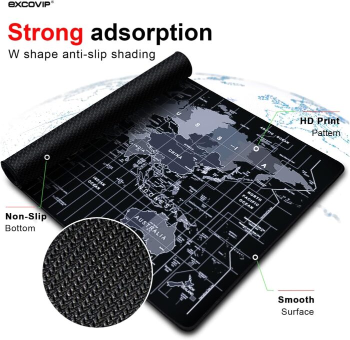 EXCOVIP Gaming Mouse Pad XXL,Anti-Skid 900x400mm Mouse Pads Extended Large Desk Pad World Map Keyboard Mousepad (Upgrade Version) 9640 - Image 4