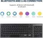 Wireless Keyboard and Mouse Combo-Bluetooth & 2.4G Connection,Silent and Ultra-thin Design,Stylish Metallic Look,Compatible Android/iOS/Windows,Keyboard and Mouse Set for Office Home (36.6X11.9) - Image 2