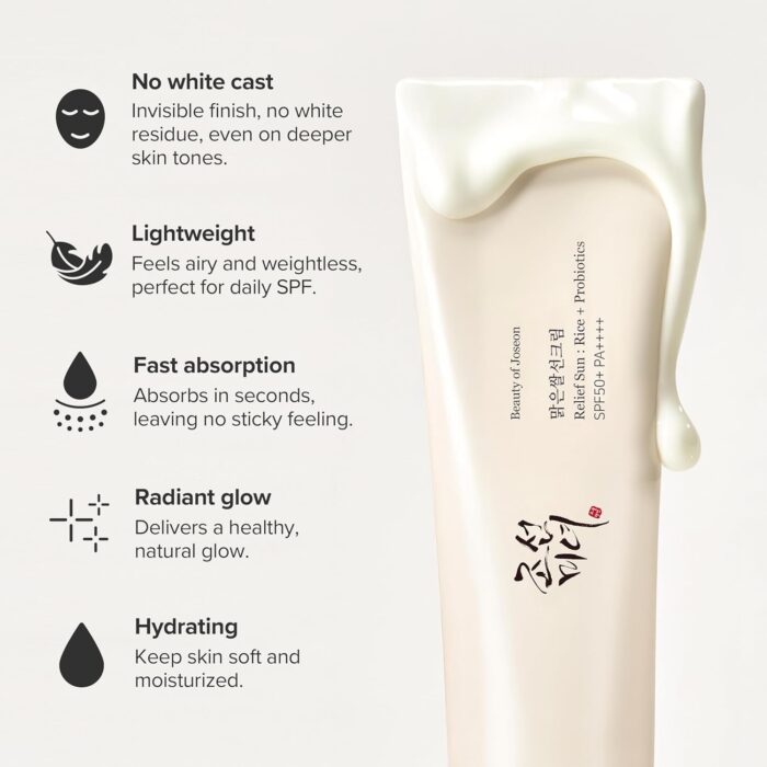 Beauty of Joseon Relief Sun Rice Probiotics SPF 50+ PA++++ Korean Sunscreen sunblock for Face Daily Sunscreen for Men Women Skincare 50ml - Image 3