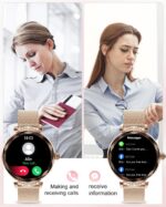 Smart Watches for Women(Answer/Make Call), 1.19" AMOED Smartwatch for Android iPhone,Fitness Tracker with 100+ Sport Modes, IP68 Waterproof, Heart Rate/Sleep/Spo2 Monitor, Activity Tracker Rose Gold - Image 2