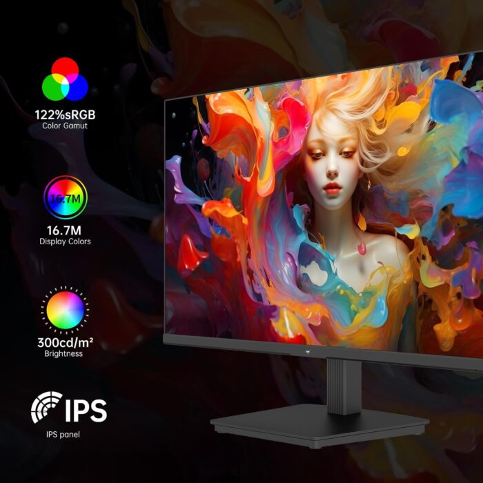 KTC 24 Inch QHD 100Hz Computer Monitor IPS 2K, 1300:1 Contrast, Anti-Blue Light Screen, 122% sRGB, Support FreeSync and GSync, HDMI2.0/DP/Earphone for Gaming and Office Working H24T27 - Image 3