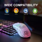 Azonee Wireless Mouse Wireless Gaming Mouse, Rechargeable Pc Mouse with RGB Backlight 6 Buttons Adjustable Lightweight Honeycomb Shell for Laptops, PC, Computers, Etc. (Wireless White) - Image 2