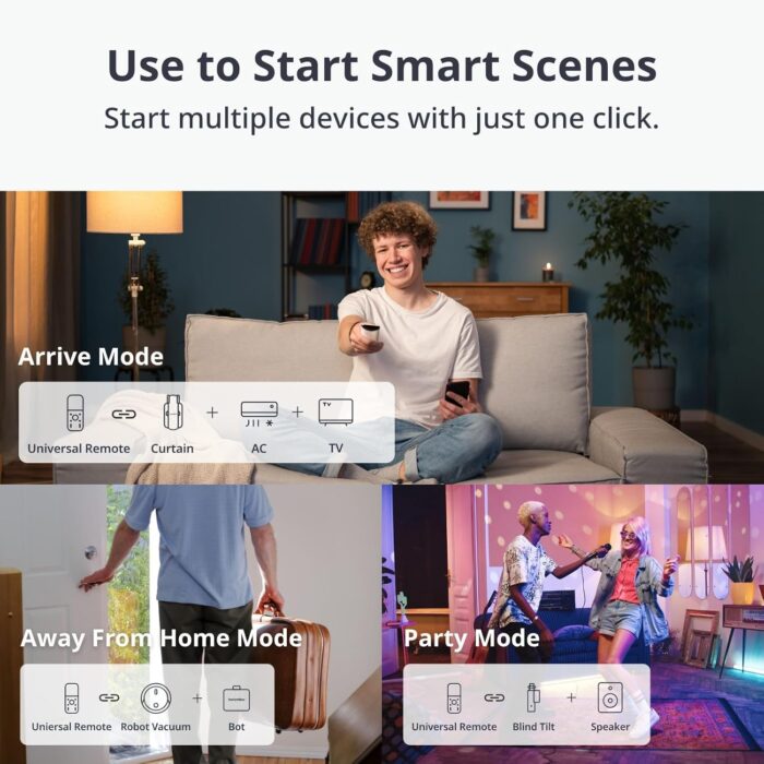 SwitchBot Multi-Use Smart Universal Remote Control with Customized App, Hub Required, Control 10 IR, 15 Bluetooth Devices & 10 Scenes, Compatible with TV/AC/SwitchBot Bot, Curtain, Blind Tilt and more - Image 3