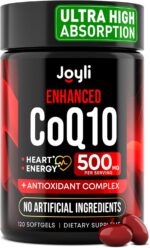 JOYLI Nutrition High Absorption CoQ10 500MG - Co Q 10 Supplement 120 Softgels for Heart Health&Energy Production - Enhanced CoQ10 Supplements with Coenzyme Q10 - Alternative to coq10 400mg softgels