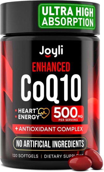 JOYLI Nutrition High Absorption CoQ10 500MG – Co Q 10 Supplement 120 Softgels for Heart Health&Energy Production – Enhanced CoQ10 Supplements with Coenzyme Q10 – Alternative to coq10 400mg softgels