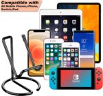 ROPOSY Cell Phone Stand for Desk,Cute Metal Black Cell Phone Stand Holder Desk Accessories,Compatible with All Mobile Phones,iPhone,Switch,iPad - Image 3