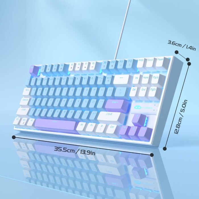 MageGee 75% Mechanical Gaming Keyboard with Blue Switch, LED Blue Backlit Keyboard, 87 Keys Compact TKL Wired Computer Keyboard for Windows Laptop PC Gamer - Blue Whie - Image 9